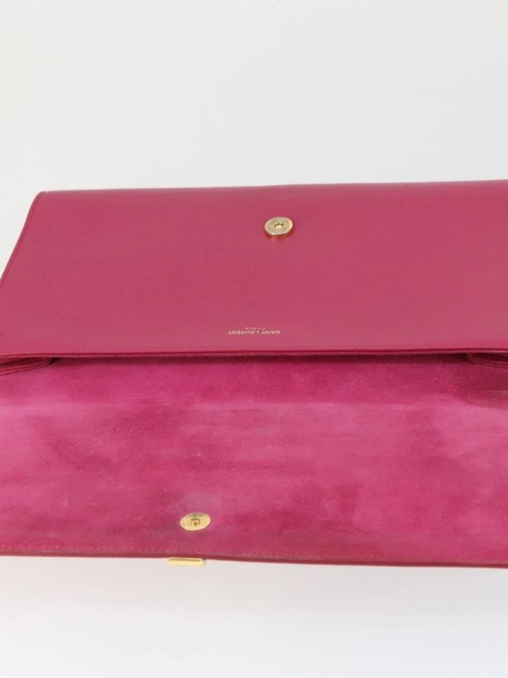 SAINT LAURENT Clutch Bag Leather Pink Gold 311213 Auth 169070V - Picture 10 of 16